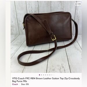 Coach Dark Brown Leather Messenger Bag